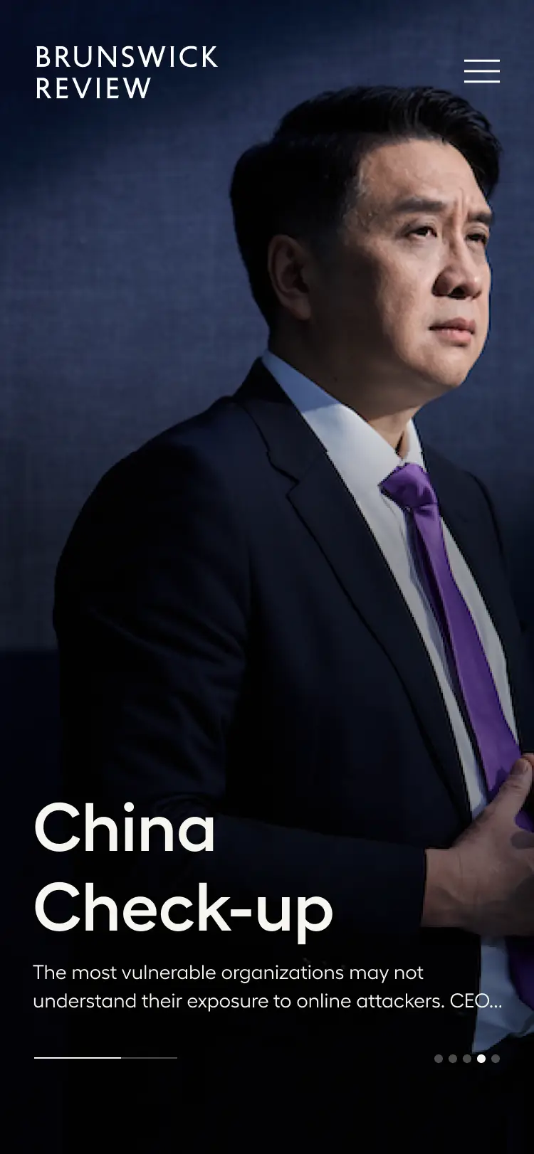 Brunswick Review mobile screen - slider story: china check-up