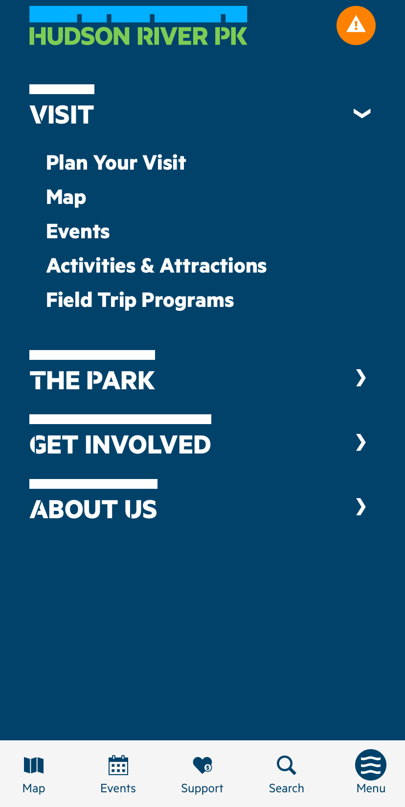 HRPK mobile navigation view